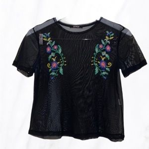 ZARA sheer black top